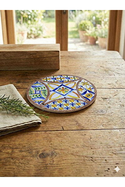 Generic Round Ceramic Stand with Cork Base, 20 cm