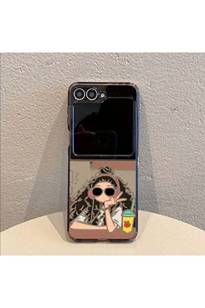 Generic Samsung Galaxy Z Flip 7 Bieye Hollow Girl Black Pattern TPU Shockproof Phone Case