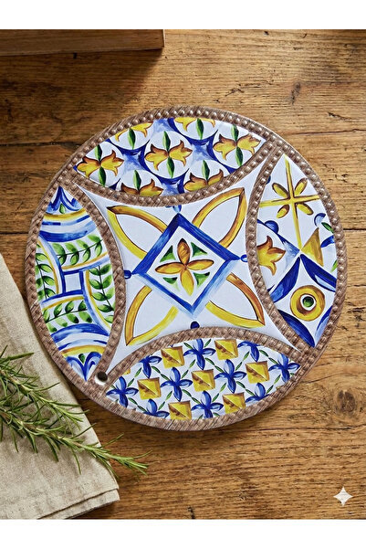 Generic Round Ceramic Stand with Cork Base, 20 cm