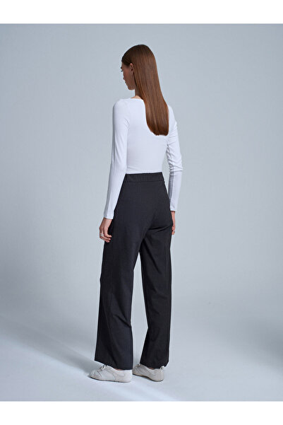 Dilvin 72221 Waist-Tied Fabric Trousers-Anthracite