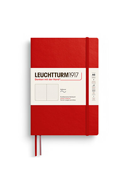 Leuchtturm1917 Caiet A5 cu copertă moale, punctat, roșu cireș, cu bile