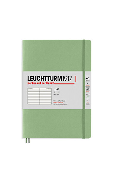 Leuchtturm1917 Caiet A5 cu copertă moale, culoare pastel, mentă, cu linie, lu...