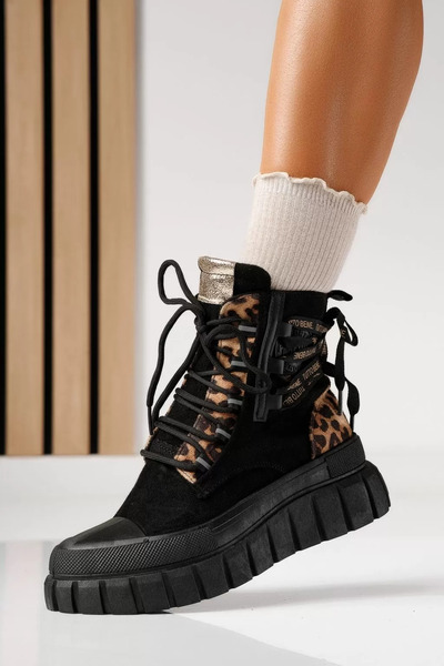 Zaira Ghete dama captusite negre din piele ecologica intoarsa Gloria #22919 - 37