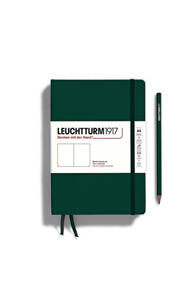 Leuchtturm1917 Caiet A5 cu copertă cartonată simplă, verde pădure, suport de iluminat
