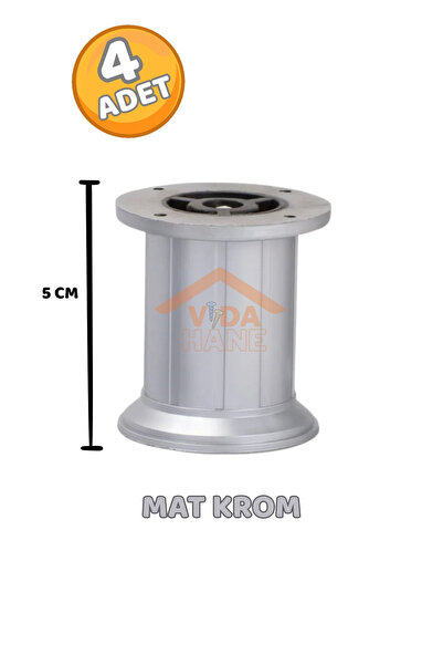 Elvin VİDA HANE PLASTİK DOLAP MASA BAZA AYAĞI 8 CM MAT KROM