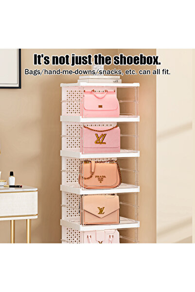 Generic Removable and portable plastic shoe rack with a folding three-tier shoe storage box