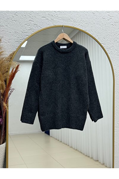 MİHRA STORE Pulover Aylin guler rotund cu șase elastice supradimensionat - Zİ...