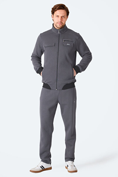 Slazenger Σετ αθλητικής φόρμας FLICKER για άντρες με τσέπη με φερμουάρ σε σκούρο γκρι χρώμα
