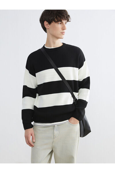 LC Waikiki Crew Neck Striped Men's Knitwear Sweater