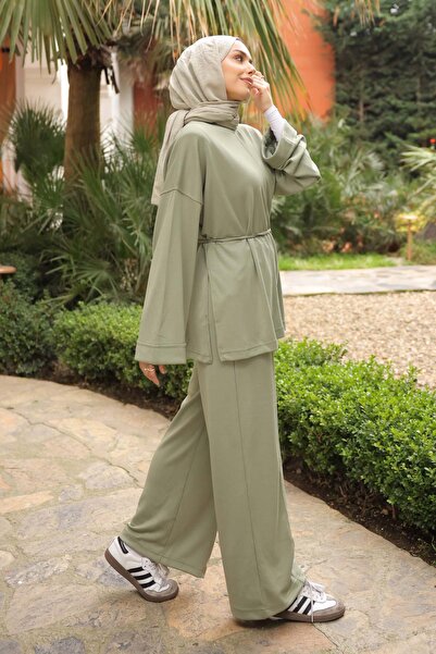 İmajButik Çağla Waist-Tied Tunic with Pants Modal Set