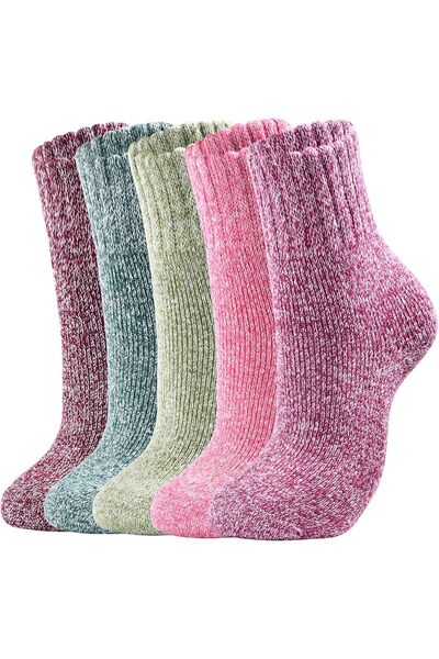 Generic 5 Pairs Women Wool Socks Thick Thermal Winter Warm Crew Boot Hiking Soft Knit Cozy Gift Set