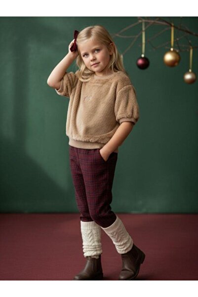 Zekids Pulover cu mânecă scurtă pentru fetiță, cu pietre de pluș, cu scris Baby