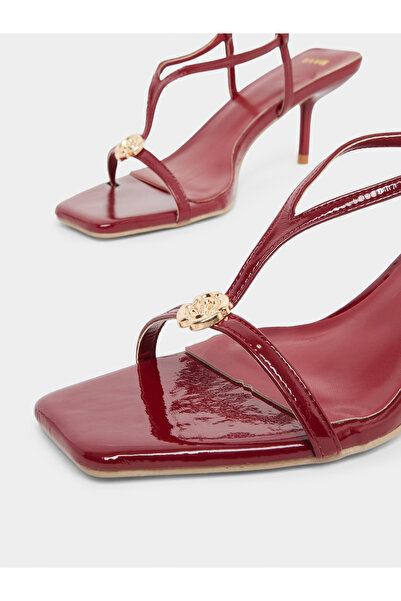 Styli Burgundy Strappy Stiletto Heel Sandals