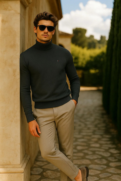 comstar Men's Basic Premium Comfort Long Smoked Sweater