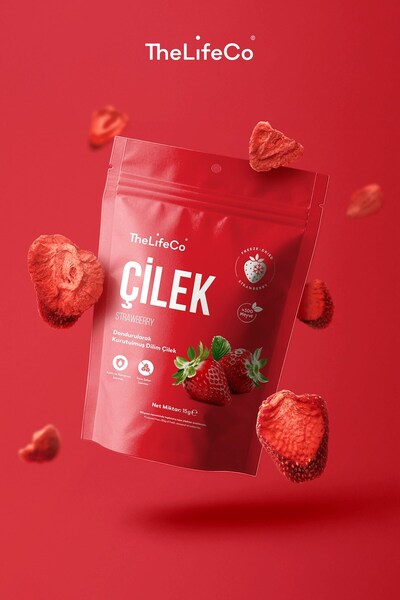 TheLifeCo Freeze Dried - Dondurularak Kurutulmuş Dilim Çilek 15 g