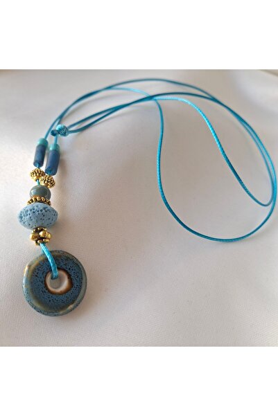 azra takı tasarım Handmade Ceramic, Blue, Turquoise, Women's Necklace