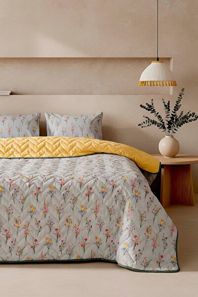 Rivaİstanbul Bougainvillea Double Cotton Quilted Pike & Bedspread