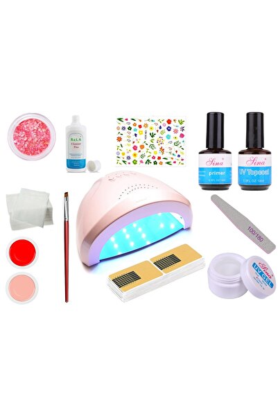 SELA Kit unghii false cu gel UV nr. 17, lampă LED - Ultra Pack,