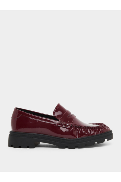 Styli Burgundy Patent Leather Loafers