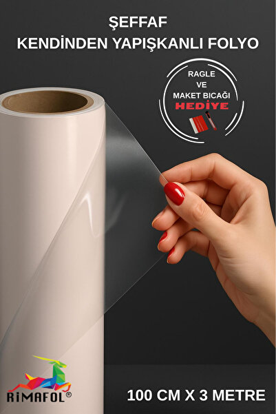 RİMAFOL ŞEFFAF KENDİNDEN YAPIŞKANLI FOLYO 100 CM X 3 METRE