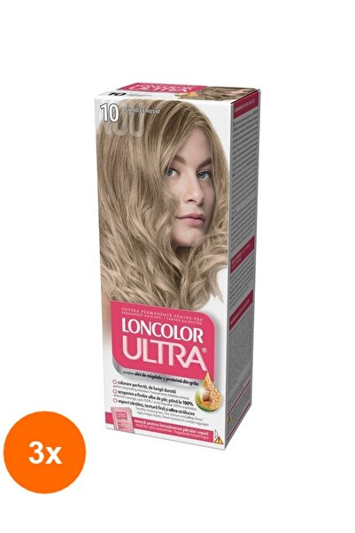 Loncolor Ultra Set 3 x Vopsea de Par Permanenta 10 Blond Cenusiu, 100 ml