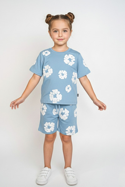Vaxy Style طقم ملابس علوية سفلية من القطن مطبوع من Flower Girl Kids