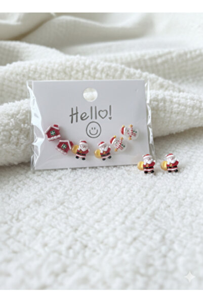 alpikom YILBAŞINA ÖZEL HEDİYELİK KÜPE SETİ 3 LÜ NOEL BABA KUROMİ