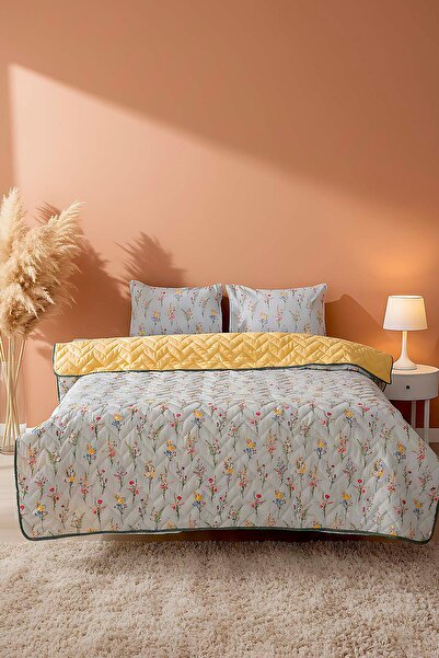 Rivaİstanbul Bougainvillea Double Cotton Quilted Pike & Bedspread