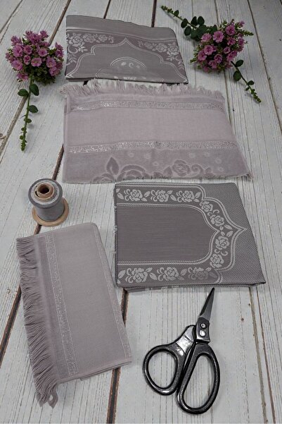 HAVLULAND SARRA ETAMİN İŞLEMELİK 4'LÜ SECCADE BOHÇA HAVLU SETİ ( SECCADE,BOHÇA,EL HAVLUSU ,MUTFAK HAVLU )