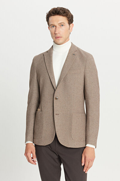 ALTINYILDIZ CLASSICS Altınyıldız ACE004261241 Bej Erkek Yünlü Slim Fit Dar Ke...