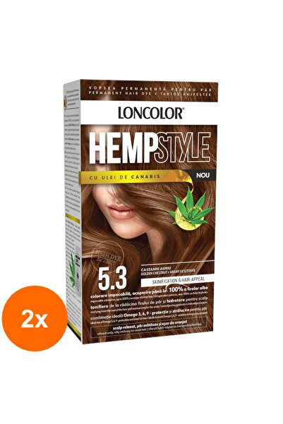 Loncolor Set 2 x Vopsea de Par Permanenta Hempstyle cu Ulei de Canabis, 5.3 C...