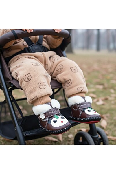 OEM Botoșei pufoși de interior pentru bebe, talpă anti-alunecare, model buburuză, 858