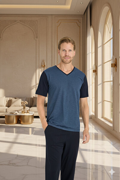KLY New Season 2026 Men's V-Neck Summer Luxury Design Pajama Set