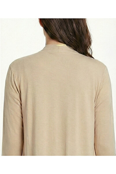 Look Forward Women's Stone Color Long Slit Basic Cardigan