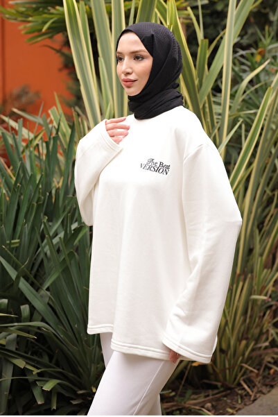 İmajButik Φούτερ με δύο νήματα με λεπτομέρεια εκρού στάμπα στην πλάτη