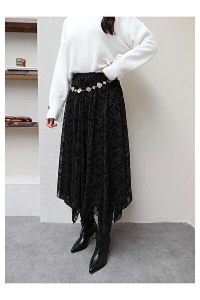 My Blog Black Patterned Skirt - 251125