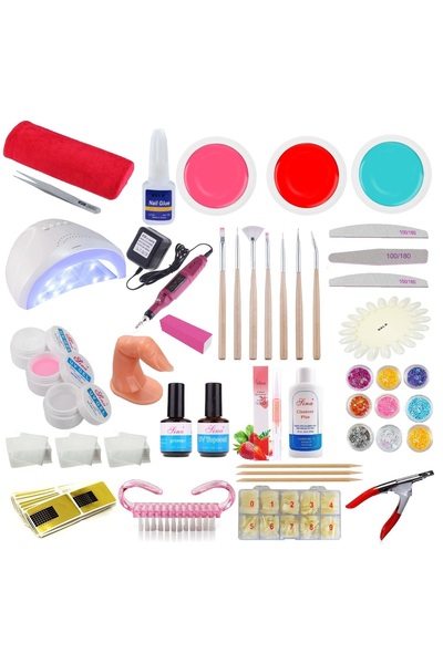 SELA Kit Gel Unghii False Nr. 15, Lampă UV, 302 bucăți,