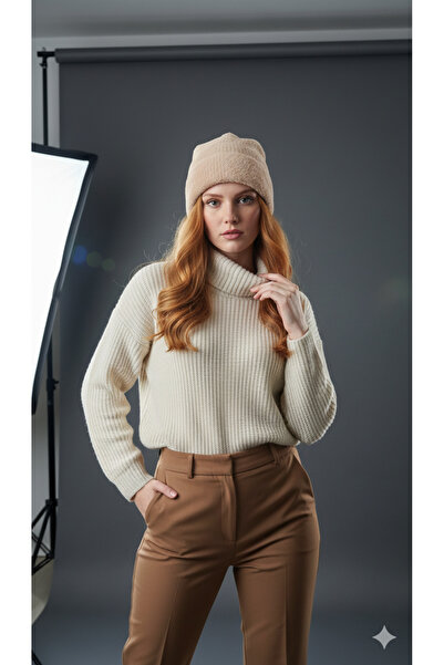 SİSTEM PELUŞ Women's Wool Textured Soft Form Luxury Woven Stylish Beret