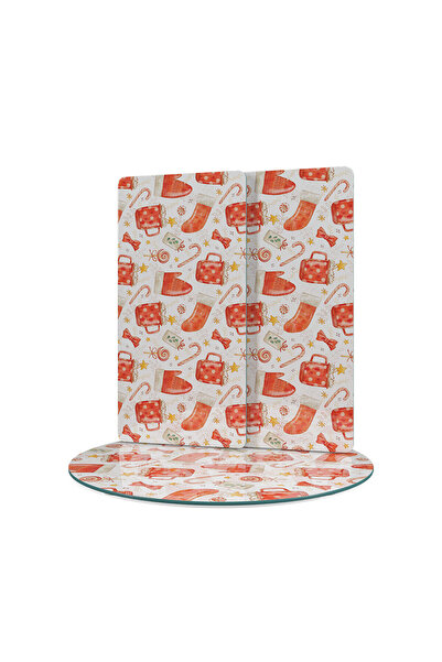 Decovetro Glass Presentation Serving Plate Set of 3 Round Christmas Patterned