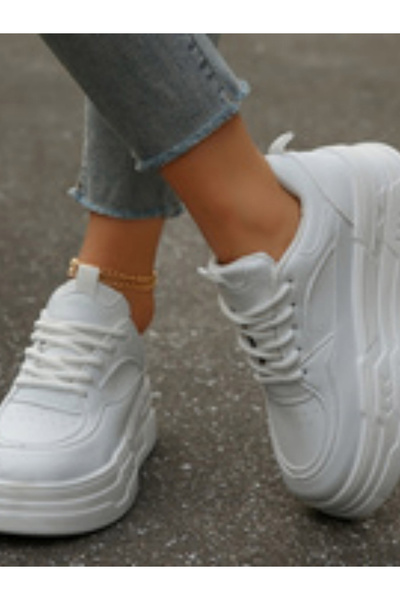 Take Two By Styli White Chunky Sole Lace-Up Sneakers