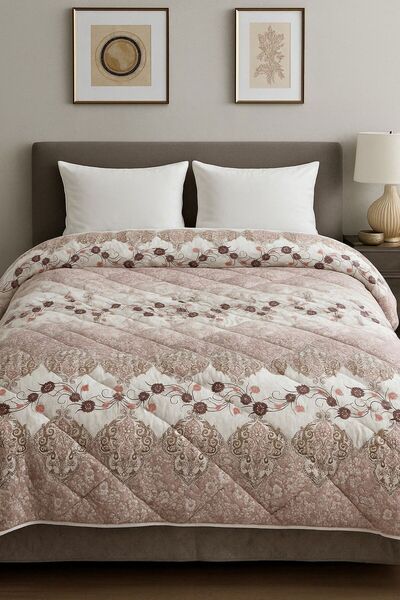 Bizdenuygunuyok لحاف سيليكون مزدوج 195x215 – لحاف خفيف، ناعم، منقوش، قابل للتنفس