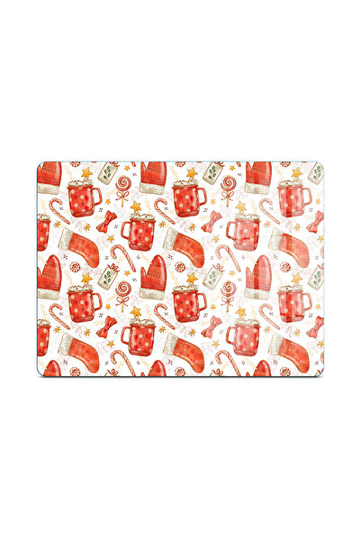 Decovetro Glass Presentation Serving Plate Set of 3 Rectangular Christmas Patterned