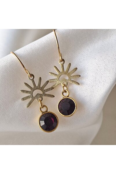 azra takı tasarım Handmade purple, dangling, women's earrings.