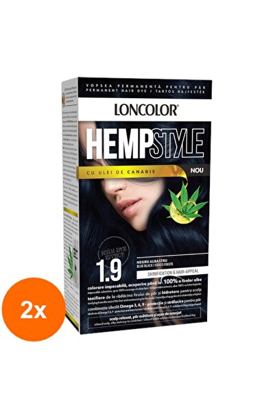 Loncolor Set 2 x Vopsea de Par Permanenta Hempstyle cu Ulei de Canabis, 1.9 N...