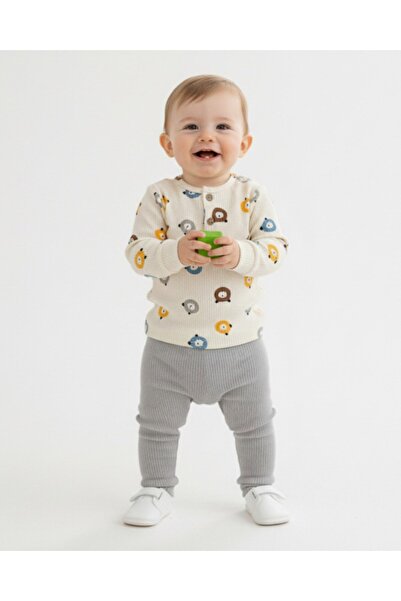 Ege Bebek Baby Boy Corded Fabric Transitional Cute Teddy Bear Printed 6-9-12-...