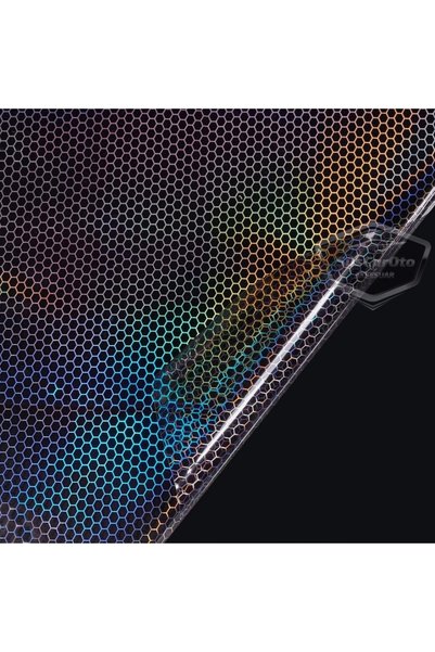 caralp Dark Black Hologram Honeycomb Pattern Headlight Stop Film Headlight Foil Headlight Scratch Blocker Foil 100 X 30 cm