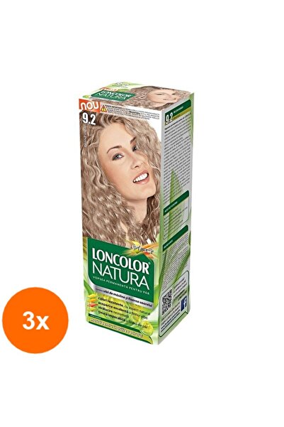Loncolor Natura Set 3 x Vopsea de Par Permanenta 9.2 Blond Irizat, 100 ml