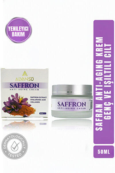 ALVANSO Safran Anti-Aging Krem –Kırışıklık Karşıtı, Leke Azaltıcı, Nemlendirici – Hyaluronik Asit + Kolajen