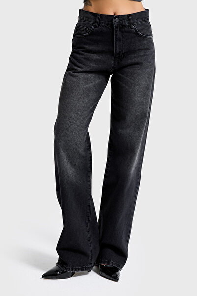 it's basic Women's Dark Smoked Color 2S6-1 Loose Fit Mid Waist 100% Cotton Denim Jean