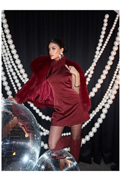 ESRAHELVACI Halter Neck Feather Detailed Mini Dress